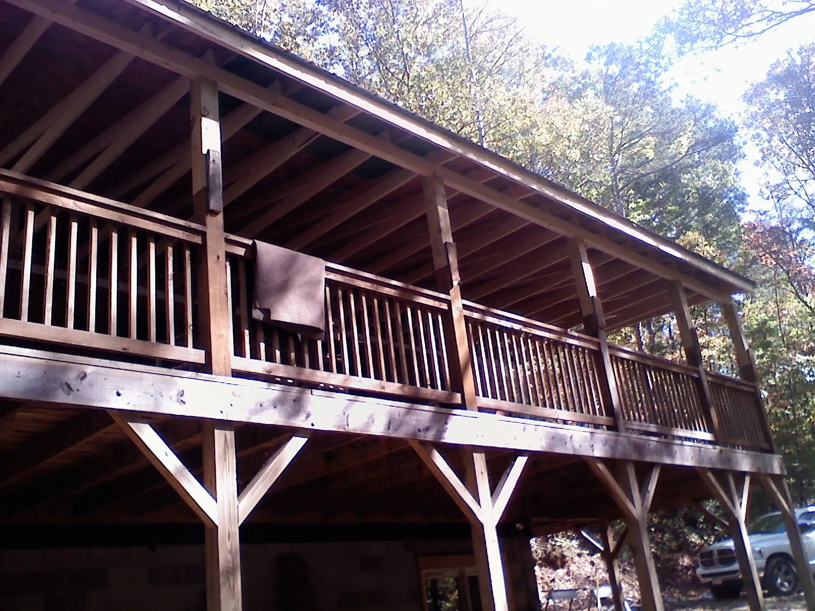 Timber framing under a new elevated porch and deck — Roof Leak Repair in Middle Point by Roofing Brothers